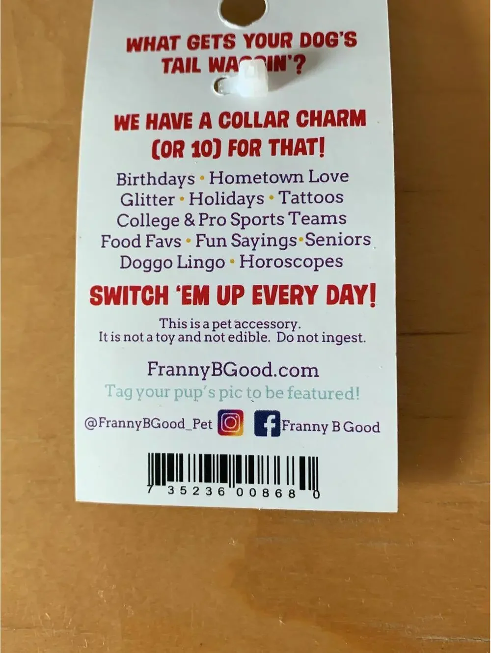 Yinzer Frannybgood Pet Collar Charm Accessory